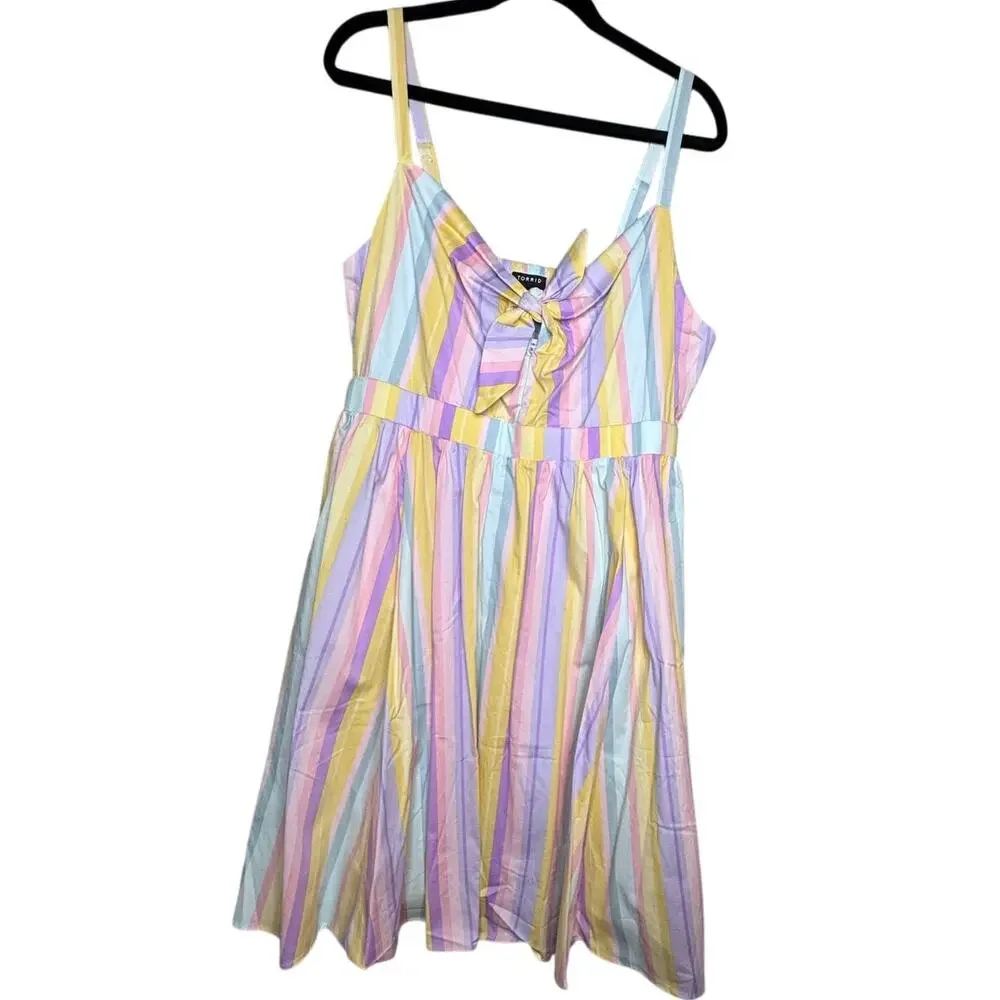 TORRID MINI POPLIN TIE FRONT SKATER DRESS SIZE 1 (1416) NEW WITH TAGS - Picture 3 of 6
